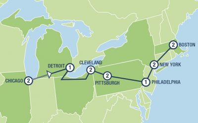 Map showing the Tour regions